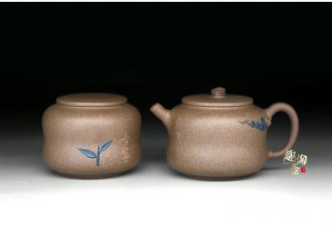 宜兴紫砂壶作品：长青茶具-柯俊芬